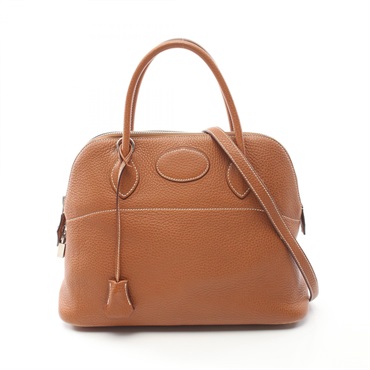 HERMES Bolide 31 Shoulder Hand bag J Taurillon Clemence Gold Used SHW