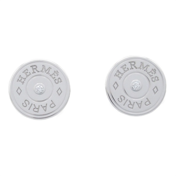 HERMES Gunbird Clous de Sel Pierced earrings 18KWG White Gold Diamond Used women