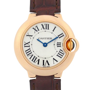 CARTIER Baron blue SM Wrist Watch W6900256 Quartz K18PG Gold leather Used Women