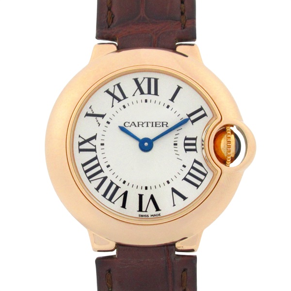 CARTIER Baron blue SM Wrist Watch W6900256 Quartz K18PG Gold leather Used Women