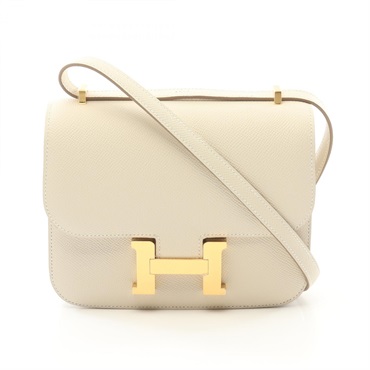HERMES Constance 3 mini Shoulder Bag W Epsom leather Beige Craie GHW