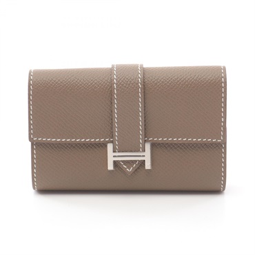HERMES Bearn key holder W Epsom leather Brown Etoupe Grey Used Women SHW