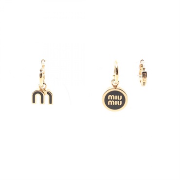 Miu Miu Logo Pierced earrings Gold Plated Black Used women