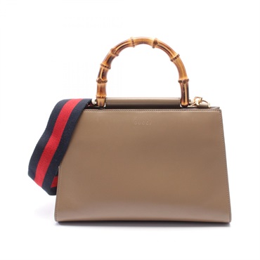 GUCCI Nimfair Bamboo 2way shoulder Hand bag 459076 leather Beige Used