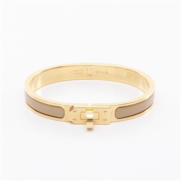 HERMES Mini Click Kelly Bangle bracelet 16cm Gold Plated patent leather used