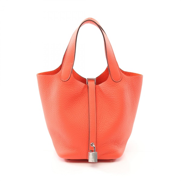 HERMES Picotin Lock PM Handbag Clemence leather Orange Field Used Women W SHW