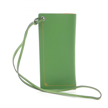 HERMES H Sellier Verso glass cases Epsom leather Green Sun Used unisex B SHW
