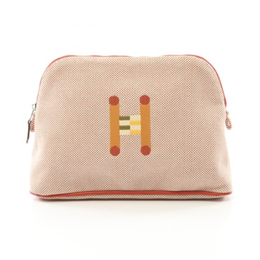 HERMES Bolide Pouch MM Crazy H Purse canvas leather Orange Ficelle SHW