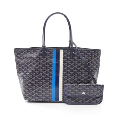 GOYARD Saint Louis PM Tote hand Bag canvas leather Navy Multicolor Used