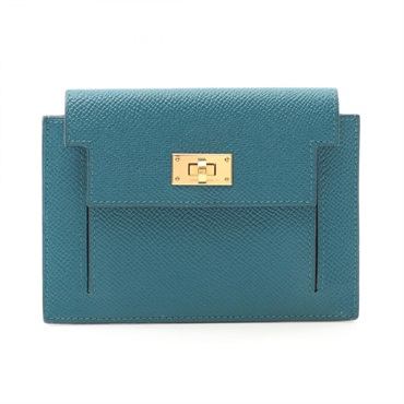 HERMES Kelly Pocket Compact Coin Purse Epsom Leather Vert Vertigo Green GHW Used