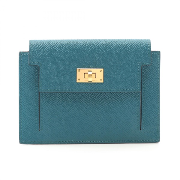 HERMES Kelly Pocket Compact Coin Purse Epsom Leather Vert Vertigo Green GHW Used