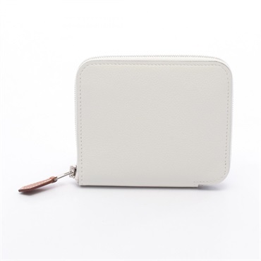 HERMES Azap compact silk in Round wallet Evercolor leather New White Used SHW B
