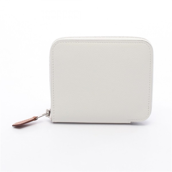HERMES Azap compact silk in Round wallet Evercolor leather New White Used SHW B