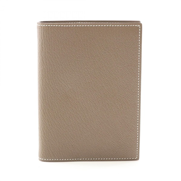 HERMES Agenda GM Notebook Cover B Chevre Leather Etoupe Brown SHW Used Unisex