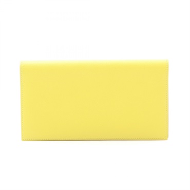 HERMES MC2 Fleming Bi-fold Purse B Evercolor Leather Soufre Yellow Used Women