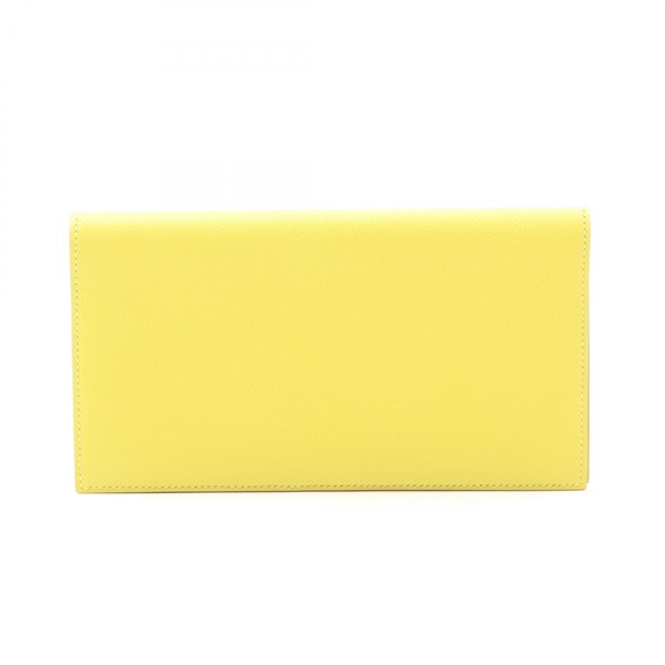 HERMES MC2 Fleming Bi-fold Purse B Evercolor Leather Soufre Yellow Used Women