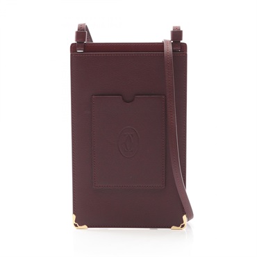 CARTIER Must de Cartier phone holder Shoulder Bag leather Bordeaux Used Women