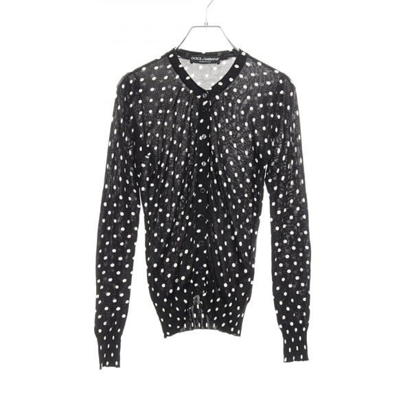DOLCE & GABBANA cardigan #36 knitwear silk Black White Used Women