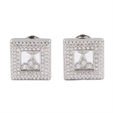 Chopard Happy Diamonds Pierced Earrings 18KWG White Gold Used women