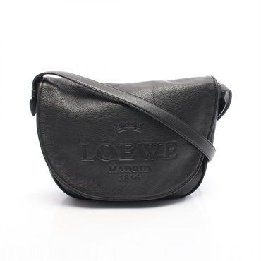 LOEWE Heritage Shoulder crossbody Bag leather Black Used Women