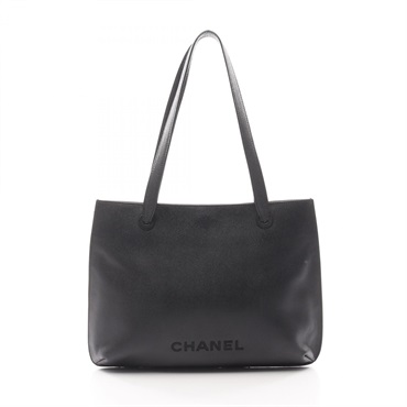 CHANEL Shoulder Tote Bag leather Black Used Women GHW CC Coco