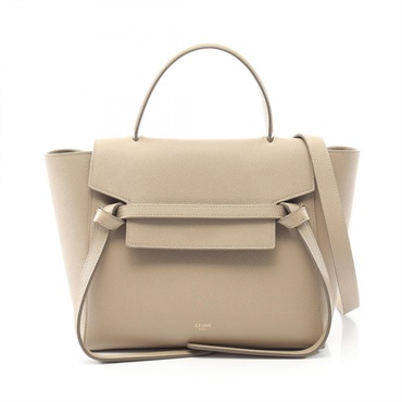 CELINE BELT BAG MICRO Belt micro shoulder Handbag leather Beige Used Women