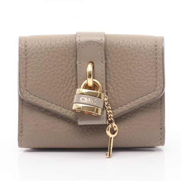 Chloe ABY Tri-fold wallet purse leather Beige Used Women GHW