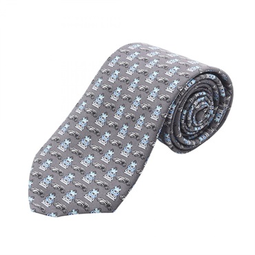 LOUIS VUITTON Cravat Globetrot Cars Tie M78557 silk Gray Blue Used mens LV