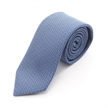 HERMES Geometrical H neck tie cravate silk Blue mens
