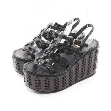 PRADA Sandals leather Black #37 Used Women 10 cm Heels