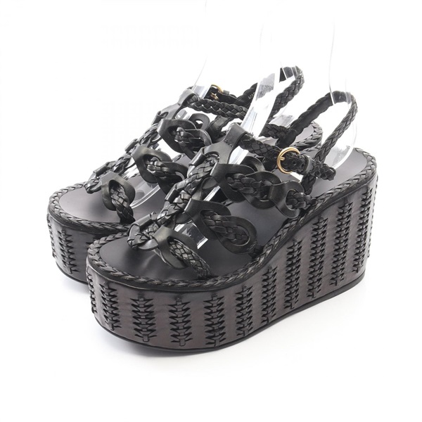 PRADA Sandals leather Black #37 Used Women 10 cm Heels