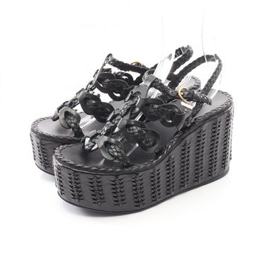 PRADA Platform Sandals leather Black #37 Used Women