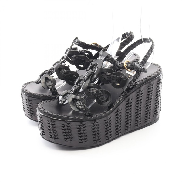 PRADA Platform Sandals leather Black #37 Used Women