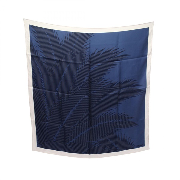 LOEWE Scarf silk Navy White Used Women