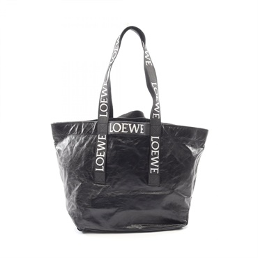 LOEWE fold shopper Tote shoulder Bag B507X23X32 leather Black Used Women