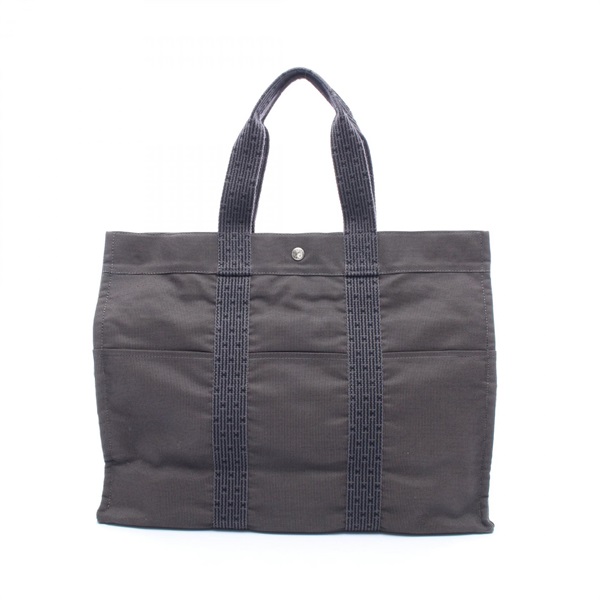 HERMES Herline GM Tote hand Bag canvas Gray Used unisex SHW
