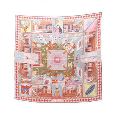 HERMES Carre90 OBJETS DE CURIOSITE Scarf Wrap Stole silk Pink Multicolor Used