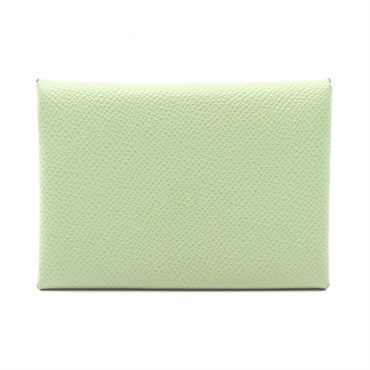 HERMES Calvi duo Coin purse wallet Epsom leather Green Vert criquet Used SHW U