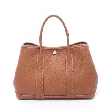 HERMES Garden party TPM Tote hand Bag Z Negonda leather Gold Used Women SHW