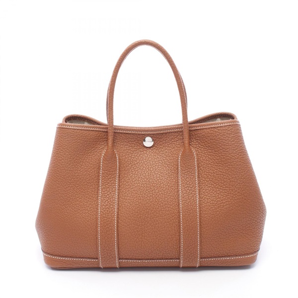 HERMES Garden party TPM Tote hand Bag Z Negonda leather Gold Used Women SHW