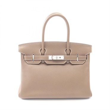 HERMES Birkin 30 Handbag N Taurillon Clemence Etoupe Grey Used Women SHW