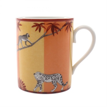 HERMES African mug Tableware Pottery Orange Yellow Orange Used unisex