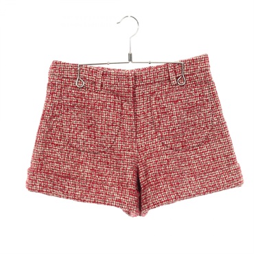 Miu Miu Button-fly tweed shorts Pants wool Red Brown 36 Used Women