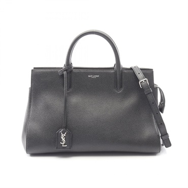 SAINT LAURENT PARIS Cabas Rive Gauche Shoulder Handbag 400413 leather Black Used