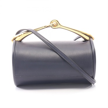 HERMES Maximall Shoulder Crossbody Barrel Bag leather Blue nuit GHW Used Women B