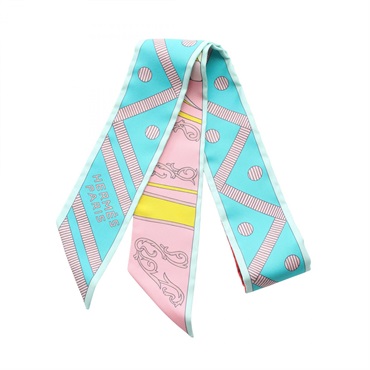 HERMES Twilly BALADE EN BERLINE Scarf Silk Blue Pink Multicolor Used Women