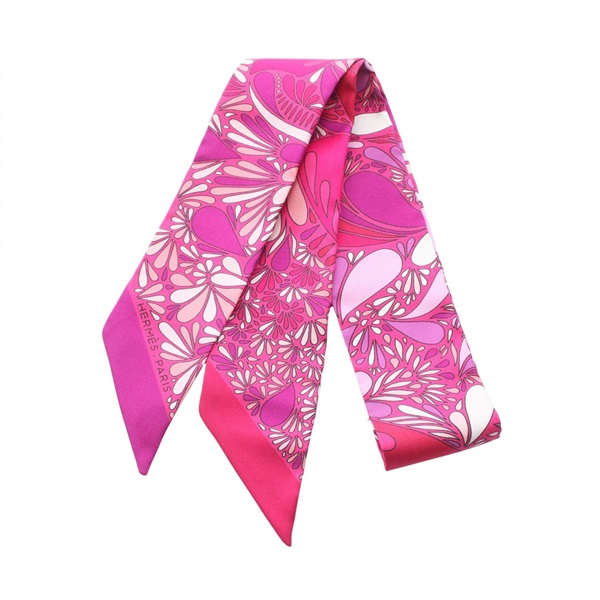 HERMES Twilly MILLEFLEURS DU MEXQUE Scarf silk Pink Multicolor Used Women