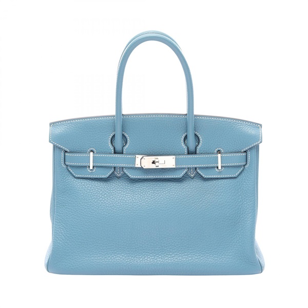 HERMES Birkin 30 Handbag M Taurillon Clemence leather Blue jean Used Women GHW
