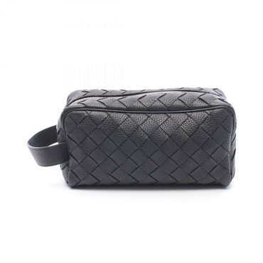 BOTTEGA VENETA Intrecciato Travel Pouch Handbag 729295V5I508803 leather Black BV