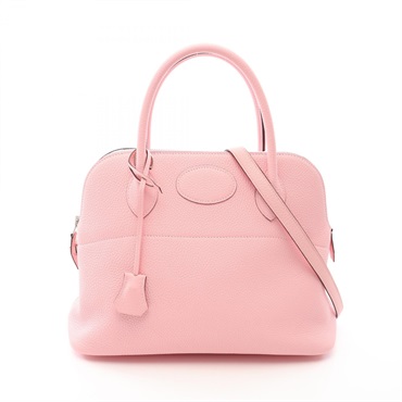 HERMES Bolide 31 shoulder Handbag Z Taurillon Clemence Rose sakura craie SHW